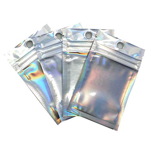 200 Pcs Clear Front Resealable Heat Sealable Foil Bags With Hang Hole 2.3X3.9 Inch (Inner 1.9X2.5 Inch) For Zip Bulk Food Storage Lock Bag Reclosable Airtight Heat Seal Pouch Zipper Lock Packaging #TOP6