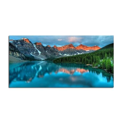 Impressions sur toile grand format de paysage lacustre multicolore