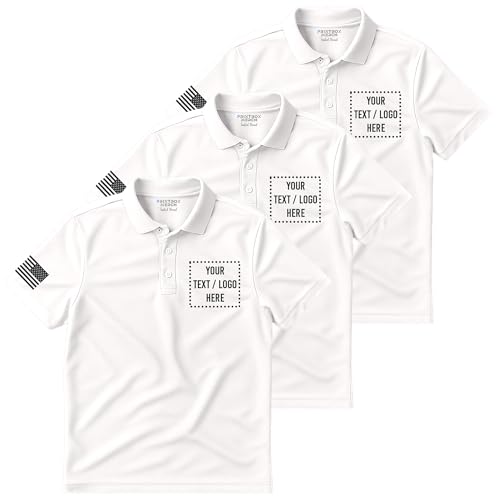 3 Pack Custom Polo Shirt for Men, Customized Polo Shirts, Moisture Wicking Dry Fit Short Sleeve Collared Work Wear, Golf, Leisure Apparel Black4