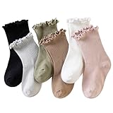 Velice Baby Girls Ruffle Socks Infant Toddler Girls Frilly Dress Cute Crew Socks 6 Pairs(Assorted Color B, 1-3T)