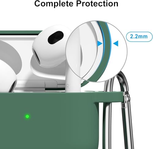 Image of Meyaar for Apple AirPods Pro 3 Case Cover with Keychain, Soft Skin Silicone Case Cover, Full Protective Case Cover Compatible with AirPods Pro (3rd Generation) Case 2025 (Green)