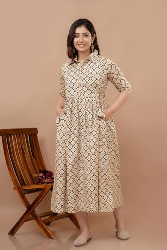 Image of Maternity Feeding Anarkali Kurti Dress for Women | Cotton Nursing Kurta with Both Side Zippers | Pregnancy & Nursing Wear | Comfortable Ethnic