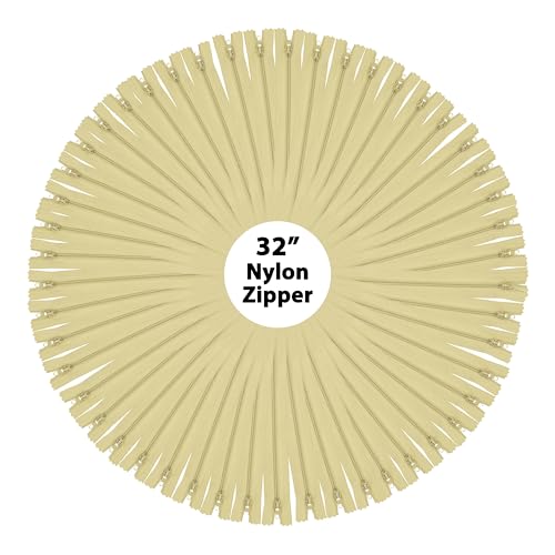 Image of Mandala Crafts 40 PCs Beige Closed-End 32 Inches Nylon Zippers for Sewing