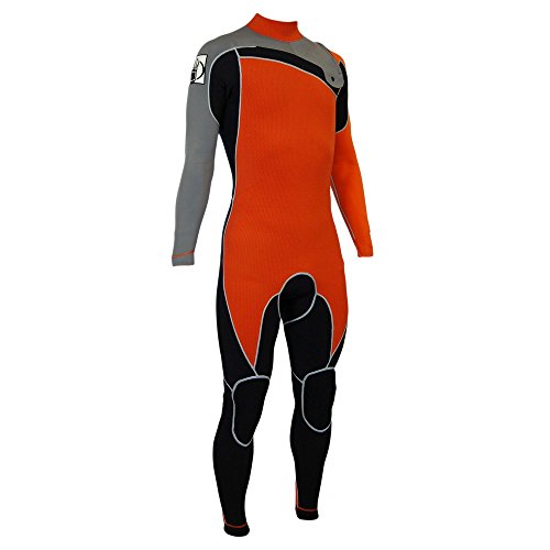 Bodyglove Prime 620219 Combinaison de plongée avec Fermeture Éclair sur la Poitrine Orange/Gris/Noir 3/2 mm, MS / 38-40" Chest