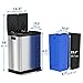iTouchless 16 Gallon / 60 Liter Stainless Steel Kitchen Trash Can, Dual Compartment Recycling Bin, Soft-Close Lids, Odor Filter, Hands-Free Step, Color-Coded Removable Buckets, Smudge-Resistant