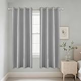 Alaoo Lot de 2 Rideau Occultant, Rideau Occultant avec Œillets argentés, Décoration de Porte Fenêtre Intérieurs, Thermique Isolant Anti Froid, 117 * 137cm, Gris