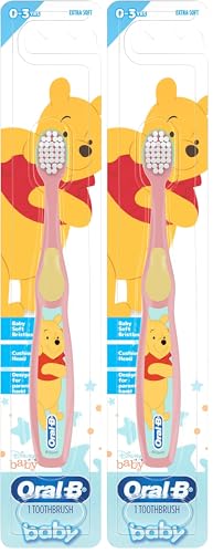 Image of Oral-B Baby Toothbrush Featuring Disney's Pooh, Baby Soft Bristles, 0-3 Years, 1 Count (Pack of 2)
