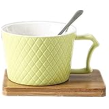 ☕ Aus stabiler Keramik gefertigt, wird es zwei Verbrennungsprozessen bei 1100 ° C und 1260 ° C unterzogen. Diese helle, glänzende Tasse hat eine glasierte Oberfläche, die sich angenehm anfühlt, wenn sie in der Kälte gehalten und bequem eingefangen wird. Sie ist daher ideal zum Servieren von Kaffee, Tee, heißer Schokolade oder anderen köstlichen heißen Getränken. Farben zur Auswahl, passende Anzüge sammeln oder mischen, um Spritzer zu machen,