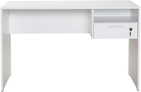 Adore Mobilya Concept Kilitli Çekmeceli, Krom Kaplama Metal Kulplu, Modern Tasarım, Ofis Masası, Çalışma Masası, Laptop, Masaüstü Bilgisayar Masası, 120 x 75 x 60 cm (Genişlik x Yükseklik x Derinlik) (Diamond Beyaz)