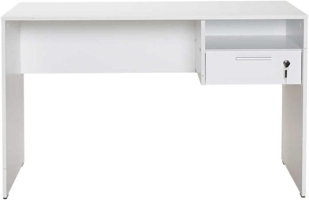 Adore Mobilya Concept Kilitli Çekmeceli, Krom Kaplama Metal Kulplu, Modern Tasarım, Ofis Masası, Çalışma Masası, Laptop, Masaüstü Bilgisayar Masası, 120 x 75 x 60 cm (Genişlik x Yükseklik x Derinlik) (Diamond Beyaz)