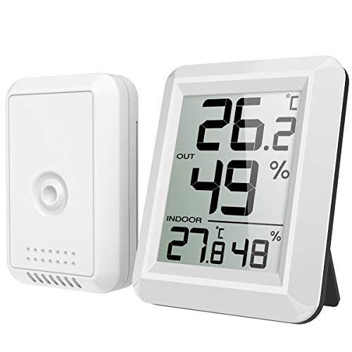 Brifit Thermomètre Intérieur et Extérieur, Thermomètre Connecté avec Capteur Extérieure sans Fil, Thermomètre Hygrometre Numérique avec Grand Ecran LCD, Commutateur ℃/℉, pour Bureau, Maison, Chambre