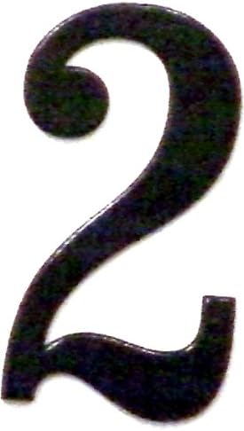 NumbersAndLetters - Fancy Black Thick Outdoor Adhesive Reflective Mailbox Number or House Number - Single Digit Number 2 - Size - 4 Inch - 1/8 Inch thick