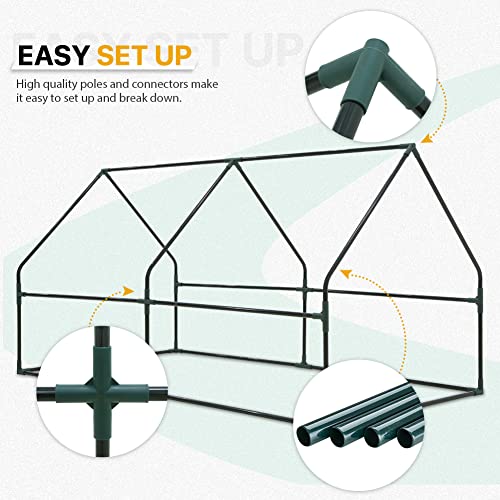 EAGLE PEAK Tunnel Greenhouse Garden Green House with Roll-Up Zipper Doors, Portable, 71\"x36\"x36\", Clear/Green PE Cover