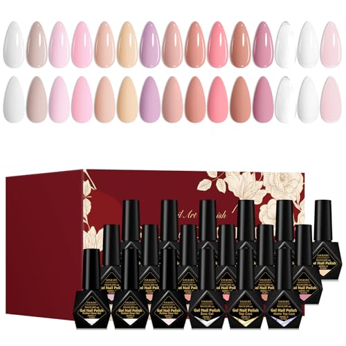 Set de esmaltes en gel Nude Pink kit 18 piezas 10 ml