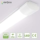 ➤ Feuchtraum geeignet: Mit Schutzklasse IP66 können Sie diese Wannenleuchte weiter im Außen- und Innenbereich verwenden, einschließlich Garage, Garten, Badezimmer, Küchen, Korridor, Schule, Shop, Supermarkt, Lager, Treppenhäusern, Waschküchen, Werkstatt und Hallen etc.