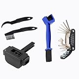 Nohumem] 5-in-1 Bike Chain Cleaner & Emergency Repair Tool Kit - Professional Bicycle Chain Scrubber, Gear Brushes, & 16-in-1 Multi-Tool - Complete Maintenance Set for Road, MTB, & E-Bikes (black)