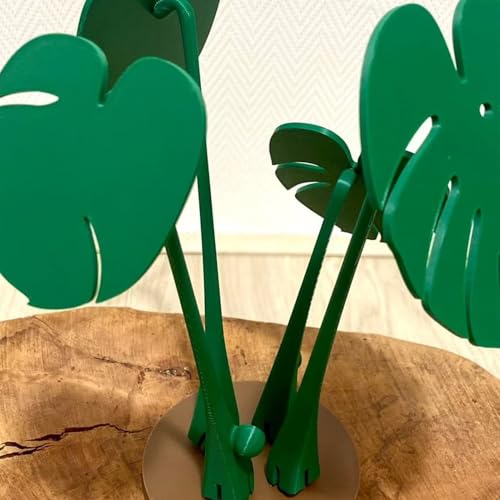 Plante Monstera artificielle 3D d'architecte avec support de verre design vert - 4