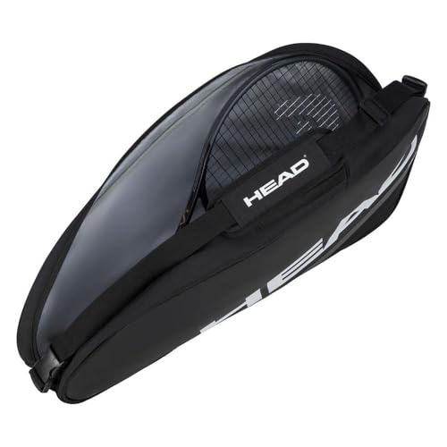 Image of HEAD Tour Racquet Tennis Bag (30L) | 1 Main Compartment | Space for 3 Rackets | 1 Outside Zipper Pocket | Adjustable Shoulder Strap | CCT+ | Material: Polyester-PU | Color: Black-White | Size: S