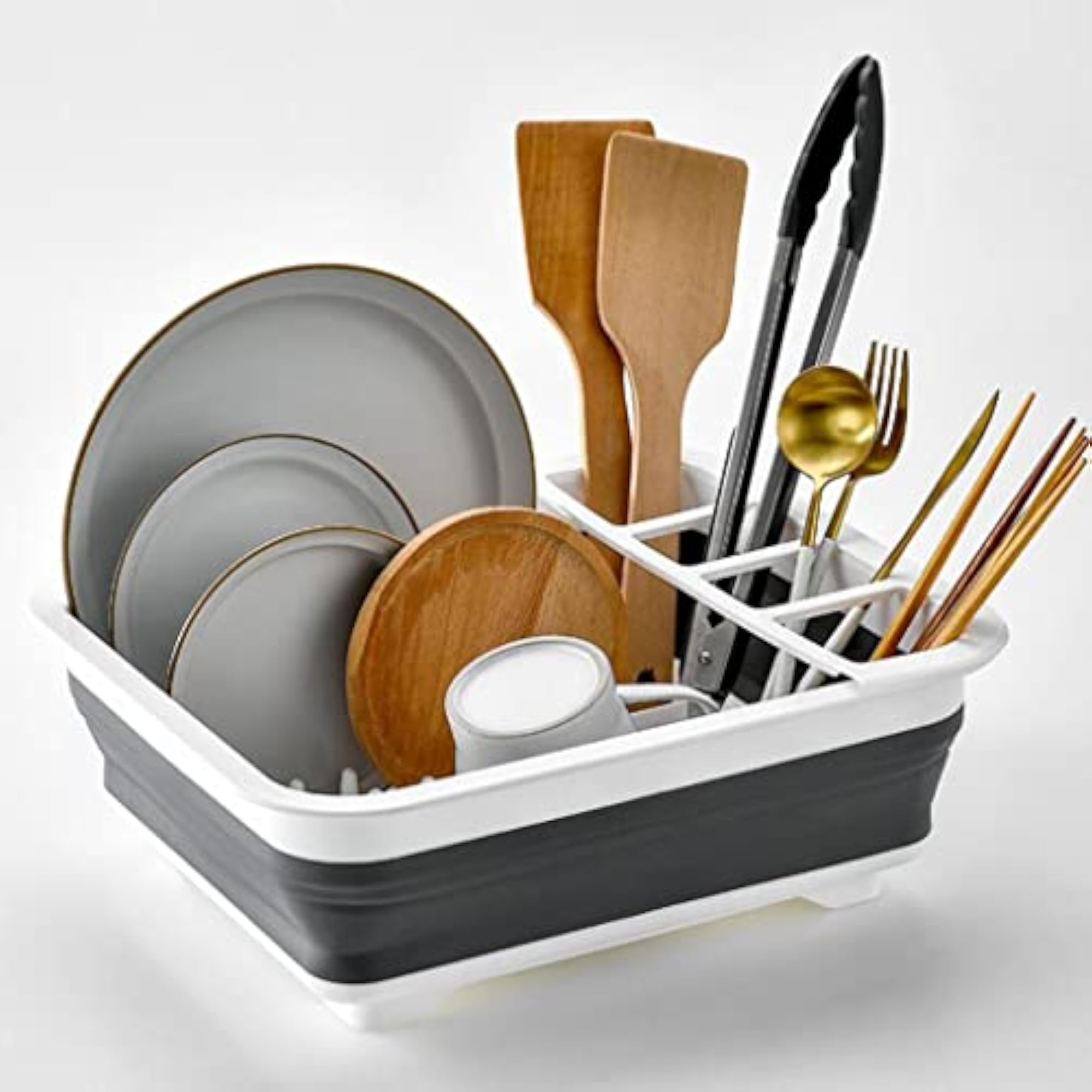 Collapsible Dish Drainer Rack, Portable Dinnerware Organizer