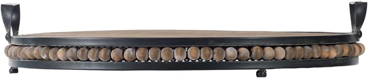 HomeStock Wooden Tray with Handles - 17.5" Brown Decor - Display Mementos & Serve -Artisanal Abode