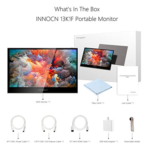 Innocn Portable Monitor 13.3" Oled Full Hd 1080P 100% Dci-P3 1Ms 100000:1 Usb C Plug Play Computer Monitor Mini Hdmi Travel Monitor Photo Video Editing Second Monitor For Laptop Macbook Pc Console #TOP7