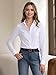 Beninos Women's White Button Down Shirts Elegant Office Dress Shirt Blouse (680 White, L)