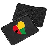 Huuraa Patch Guinea-Bissau Flagge Herz Black 10 x 6,5cm Baumwolle Klettpatch für Mütze Geschenkidee
