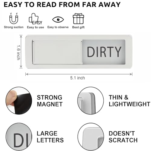 Placa magnética limpa e suja para lava-louças, textos grandes, fácil de ler e deslizar, acessórios d