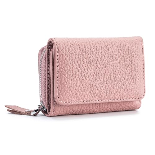 Women's Short Leather Three-Fold Mini RFID Wallet With Large