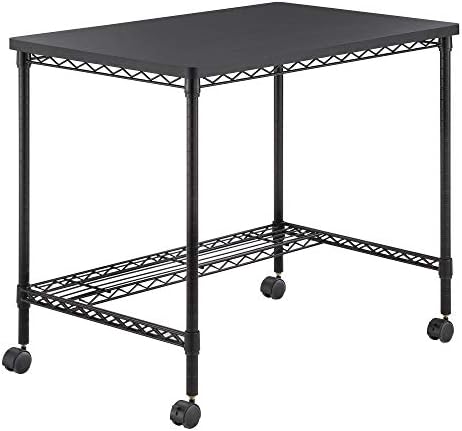 Safco Products Home Office Computer Wire Desk, Steel Frame, Melamine Top, Wheeled or Stationary Base, Great for Apartments and Dorms, Black