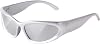 DQbhzh Wrap Around Sunglasses Y2K Men Women 2000s Accessories Oval Sport Rider Shades UV400 Fashion Silver Sunglasses