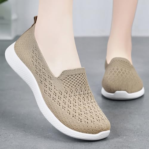 Women's Knitted Slip On Orthopedic Walking Shoes Breathable Mesh Round Toe Low Top Flat Shoes Soft Sole Non-Slip Sneakers Loafers Comfortable Lightweight2