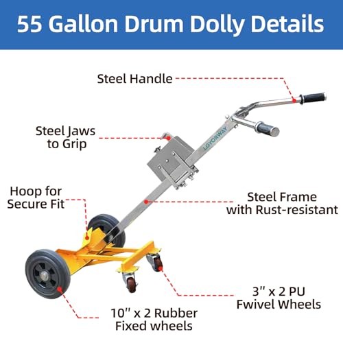 Carretilla para tambores de 55 galones, capacidad 1000 lb miniatura 6