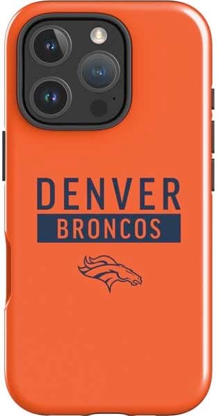 Skinit Impact Phone Case Compatible with iPhone 16 Pro - Officially Licensed NFL Denver Broncos Black & White Design