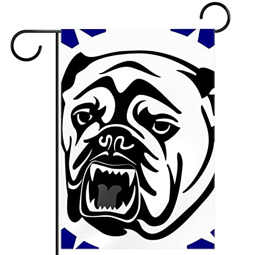 Drapeau de jardin Bulldog anglais de bienvenue double face en polyester pour cour 30x45 cm