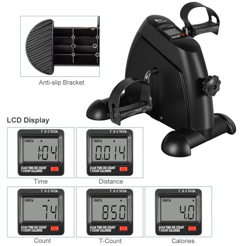 Mini Exercise Bike, himaly Under Desk Bike Pedal Exerciser Portable Foot Cycle Arm & Leg Peddler Machine with LCD Screen Displays by himaly - Image 2