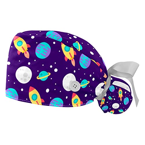 Chapeaux de Travail JDEZ Lot de 2 avec Motif Fusée et Planète pour Homme et Femme