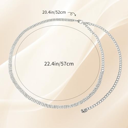 Chain Belts for Women, Adjustable Silver Metal Chain Belt,Fashion Metal Waist Chain Chunky Belts for Dresses Jeans2