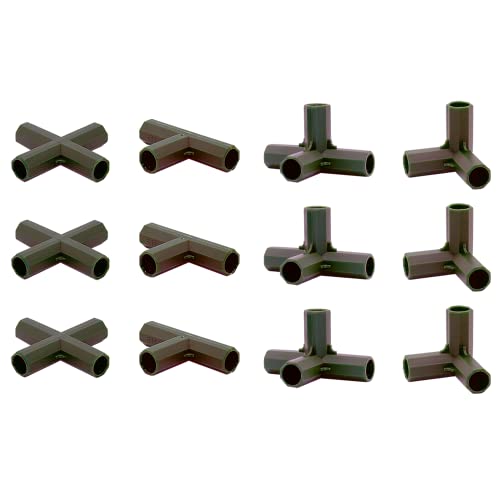 12 Stück Armaturen, 16 mm, 4 Arten, stabile Unterstützung, robuster Gewächshausrahmen, Gebäudeanschluss, schwarz, geeignet für Traubengitter, Sonnenschutz, Schuppen, Gartenarbeit Cover