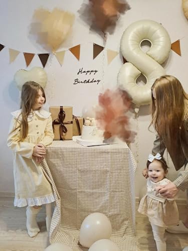 Image of 8 Balloon 40 inch Cream Number Balloons for 8th Birthday Party Decoration | Saturated Color, Large 40 inch, With Inflation Straw & Hanging Holes, Great for Wedding, Anniversary, Thanksgiving, Christmas