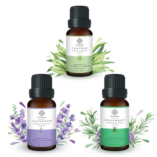 Image of 100% Pure Rosemary oil, Lavender oil, Tea Tree oil Combo For Acne and Hair Regrowth 15ml (Set of 3)