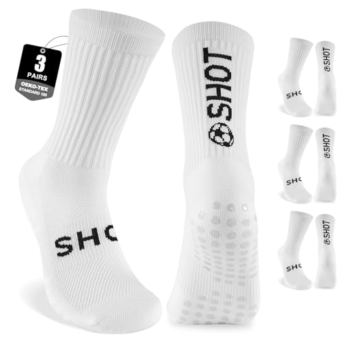inaWarm 3 Pairs Football Grip Socks for Men Women & Kids, Breathable Cushioned Rugby Basketball School Football Socks with Non Slip Grip Tech, Arch Compression for Multi-Sport Training Boys Adults