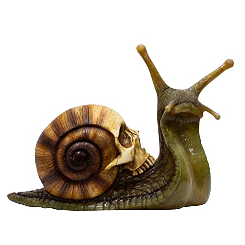 ZCRFYY Haunted House Prop DécorDécor Ornements Gothiques Sculpture De CrâNe D'escargot Escargots pour Jardin Statue Decoration Interieur Jardin Exterieur Decoration,Vert Cover