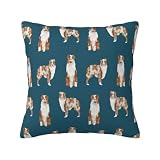 Berger Australien Rouge Merle Simple Navy, Housse de Coussin décorative en Polyester, Douce et Confortable 50x50cm