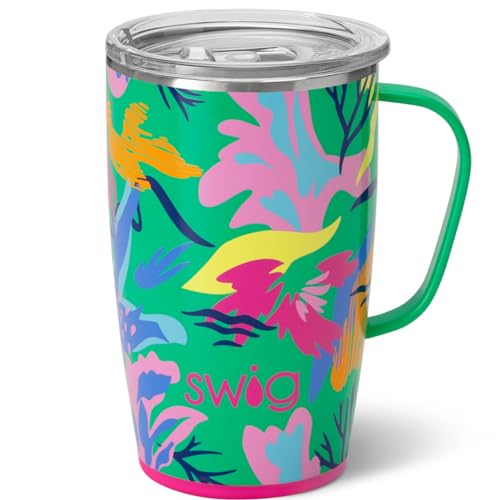 Swig Life 18Oz Travel Mug: The Ultimate On-the-Go Coffee Companion 3 Swig Life 18oz Travel Mug, Insulated Tumbler with Handle and Lid, Cup Holder Friendly, Dishwasher Safe, Stainless Steel, Travel Coffee Cup (Paradise)