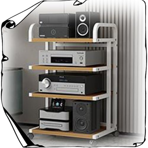 Rack estéreo de 3 a 5 niveles con ruedas de freno para componentes de audio y video