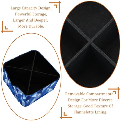 Boîte de rangement carré bleu géométrique durable et polyvalente pour organisation