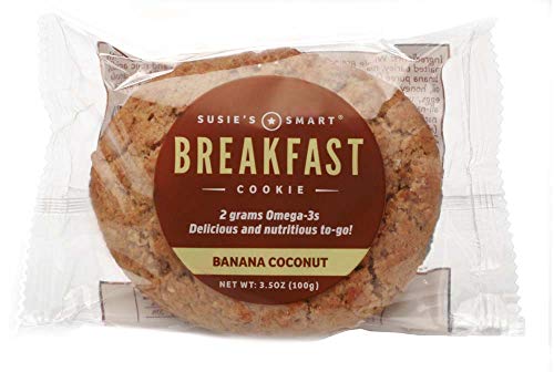 Susie's Smart Breakfast Cookie Mixed Box Of 12 Breakfast Cookies, (3) Orange, Cranberry Nut; (3) Gingered Apple; (3) Banana Coconut; (3) Cocoa, 3.5 Ounce #TOP15