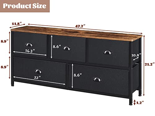 Praisun Dresser Tv Stand, Entertainment Center With Fabric Drawers, Media Console, Tv Table For 55 Inch Tv, Bedroom Dresser With Metal Frame - Black #TOP2
