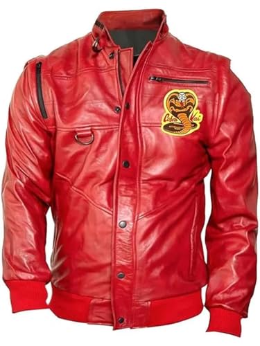 MERCH ATTIRE Veste de costume Cobra Kai pour homme Johnny Lawrence Bomber Veste en simili/cuir, L